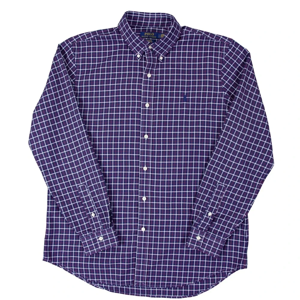 Polo Ralph Lauren Mens L Classic Fit Performance Nylon Poly Shirt Blue‎